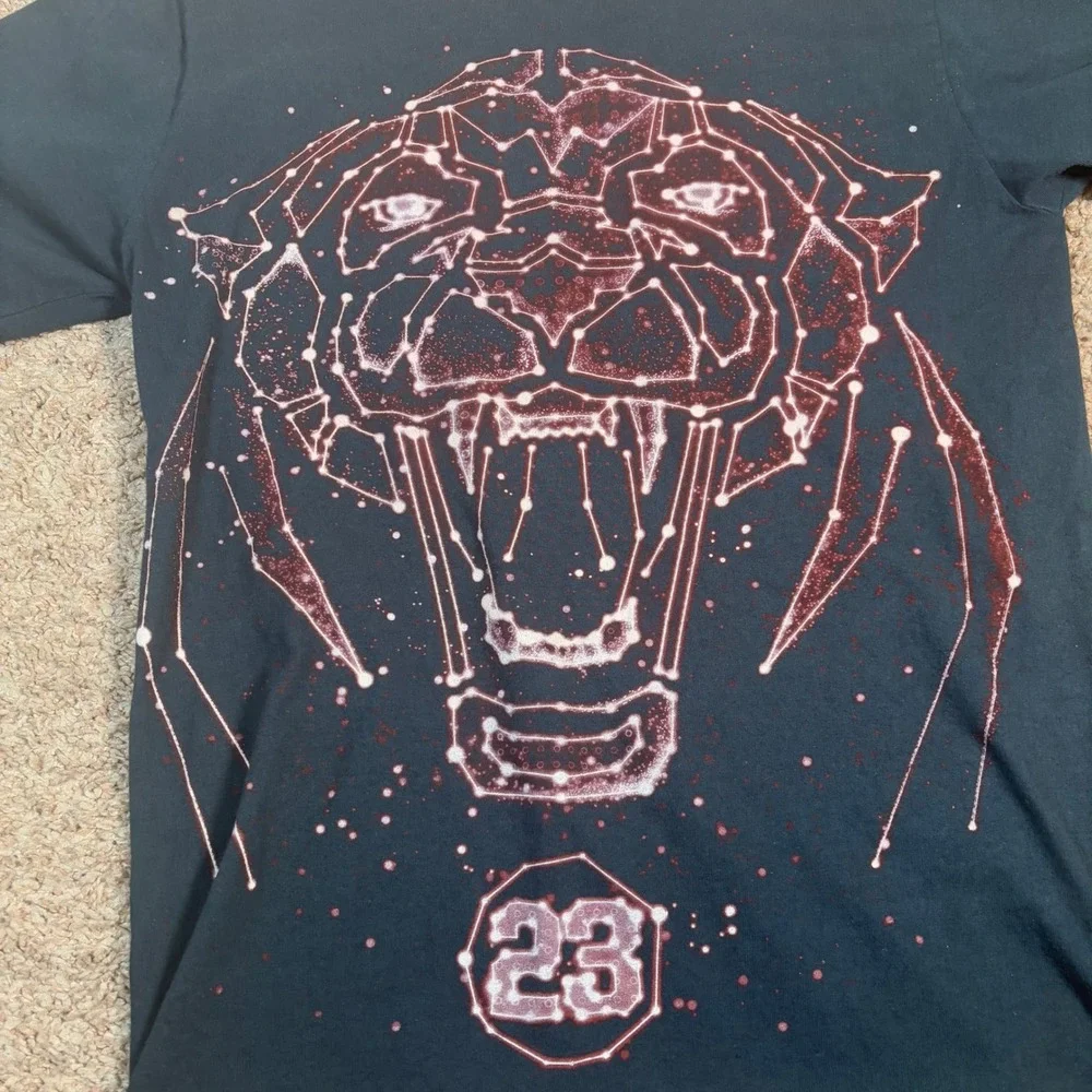 Jordan Graphic T-Shirt Constellation‎ Tiger 23 Logo Black Mens Size S